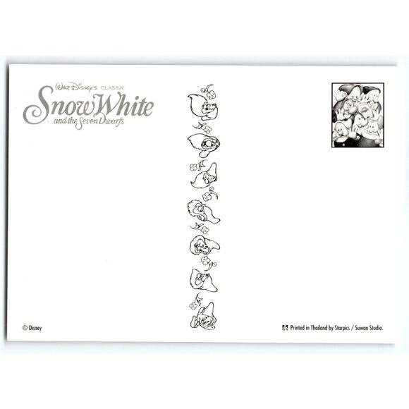 Doc Dances With Snow White And The Seven Dwarfs Disney Postcard Vintage Unused - Picture 2 of 2
